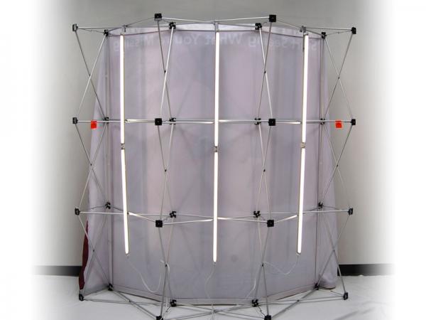 8' display shown with 3 light bars. Not shown 10' includes four light bars. Shown without front printed graphic - Light kit actually faces the back reflecting lights off the white back cover