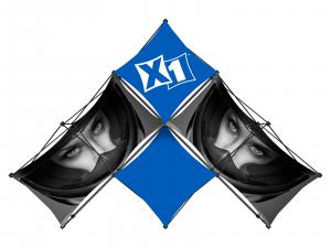 X1 10 ft.* -- 6 Quad A Pyramid Fabric Pop-Up Display