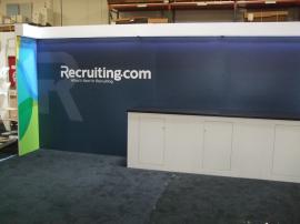 Custom Modular Exhibit with Direct Print Graphics, LED Header Lights, and Storage. Converts to 10 x 10 -- Image 1
