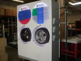 Custom Product Display with LED Lights, Literature Trays, Monitor Mount, and Storage -- Image 1