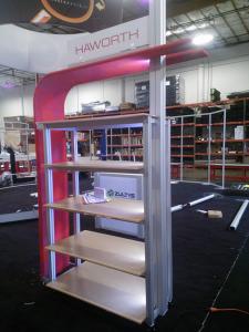 Custom Product Kiosk with LED Lights, Shelves, iPad Swivel Mount, and Tension Fabric Accents -- Image 2