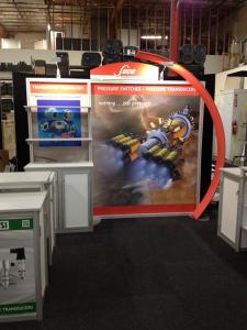 RENTAL:  Custom eSmart with Fabric Graphics, AERO Frame accent, and Custom Podium -- Image 1