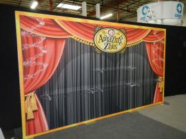 RENTAL: Extrusion Backwall with SEG Fabric Graphics and (4) Clear Acrylic Shelves -- Image 2