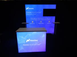 RENTAL: RE-1041 Rental Design with Added Large Monitor Mount, 43" Monitor, RE-1567 Backlit Counter, and Graphics SEG Fabric Graphics