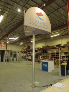 Freestanding Triangle Banner Sign with Pillowcase Graphics and Lights