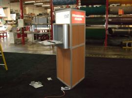 Modular Triangle Kiosk with (2) MOD-200 Laptop Lockboxes and Backlit Headers -- Image 3