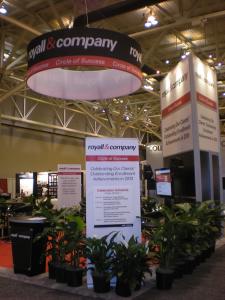 RENTAL Exhibit:  16 ft Triangular Tower with Storage, Tapered Counters, and Aero Hanging Sign Structure -- Image 2