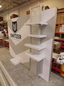 eco-Smart ECO-1066-A Hybrid Display with SEG Tension Fabric Graphics, Adjustable Shelves, and Monitor Mount